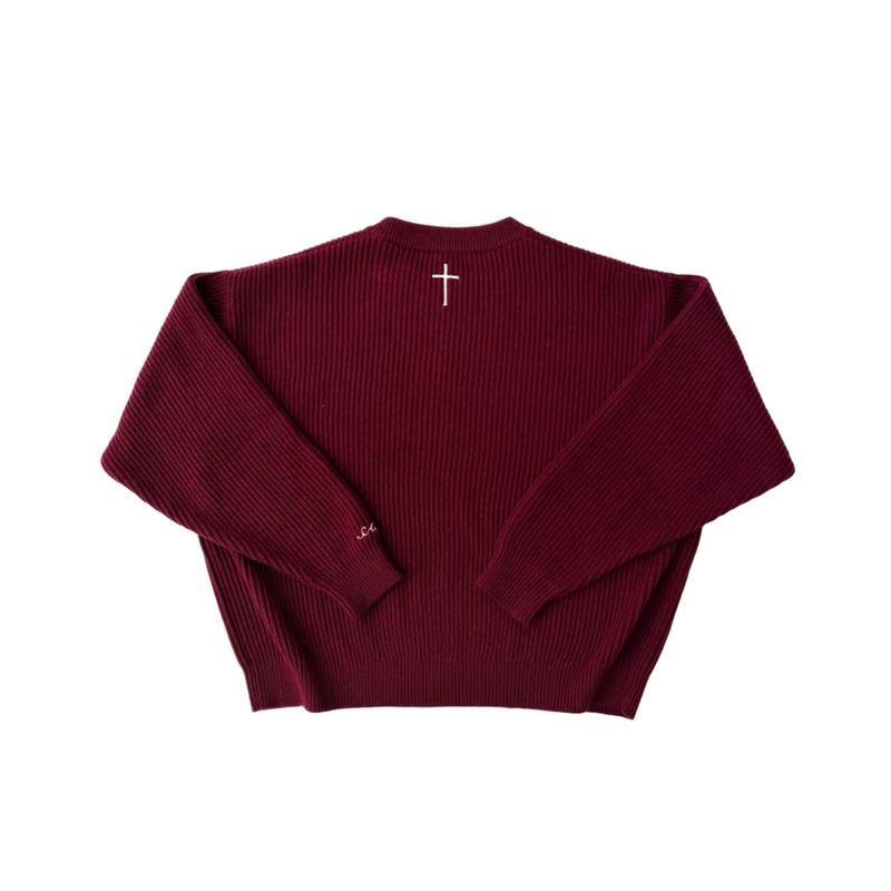 "BLOOD OF CHRIST" KNIT SWEATER
